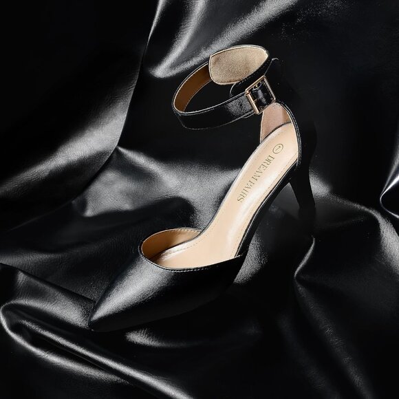 Dream Pairs Women's Black Pu Faux Suede pointed Toe Kitten Heels Pumps Shoes - Picture 4 of 7